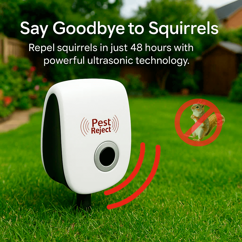 Dispositivo Repellente Ultrasonico per Scoiattoli - Controllo Efficace dei Parassiti per Allontanare Scoiattoli in 48 Ore per Giardini e Patii