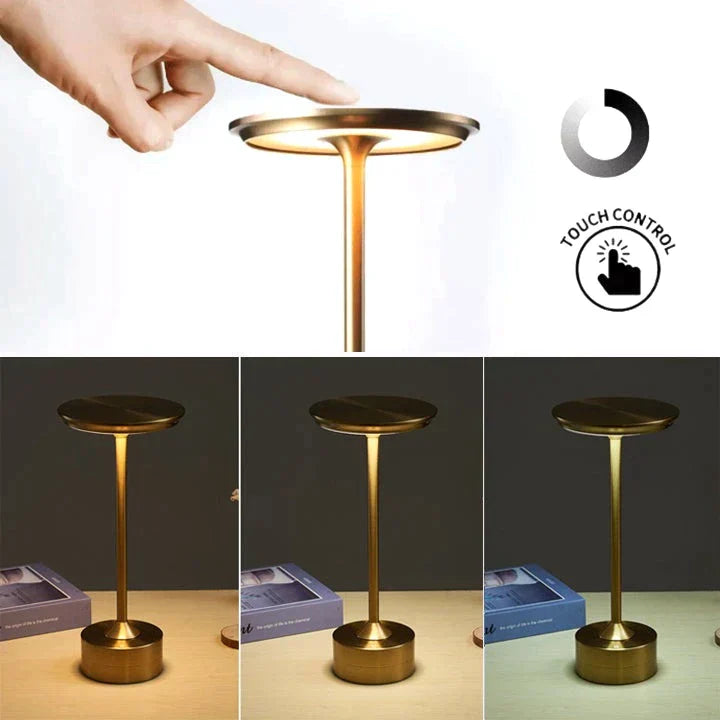 ShineCrest™ Lampada da tavolo di design senza fili | Luce LED dimmerabile in alluminio | Bianco caldo, resistente all&