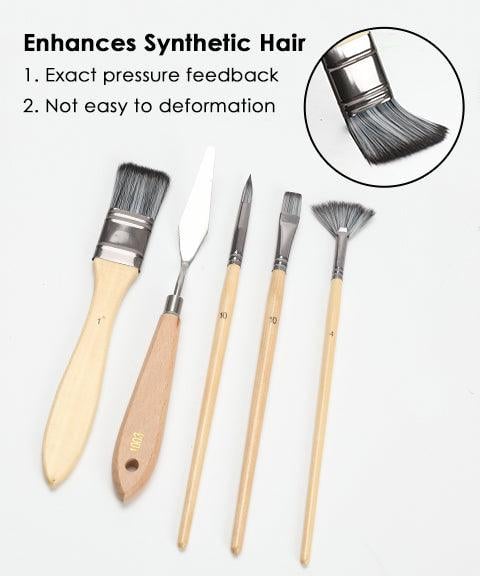 Set di pennelli 24 pezzi | Pennelli professionali con manico in legno | Acrilico, acquerello, olio &amp; gouache