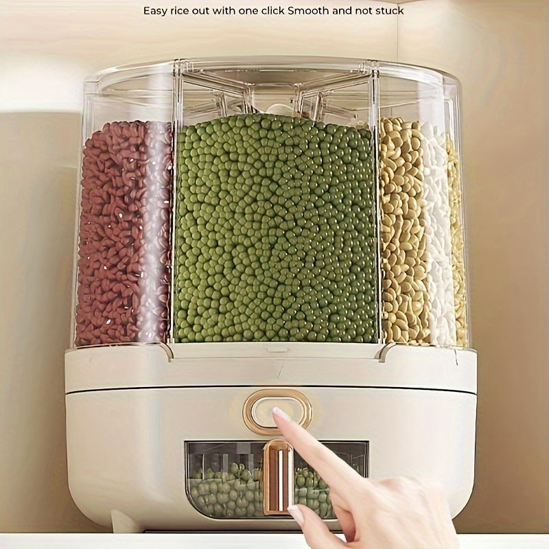 Contenitore per Alimenti Ermetico Rotante | Dispenser per Cereali e Grani a Grande Capacità con Design a 360°