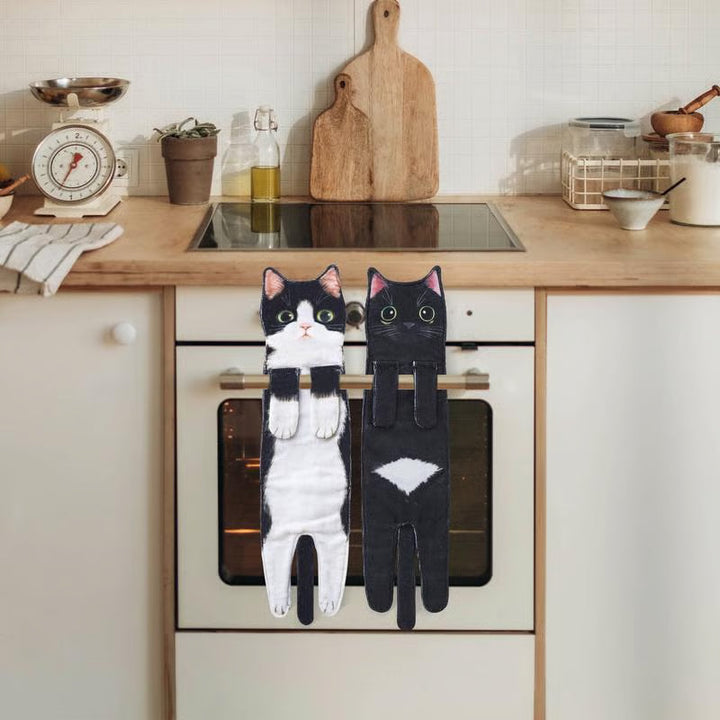 CozyPurr™ – Asciugamano in Pile Appeso con Motivo di Gatto