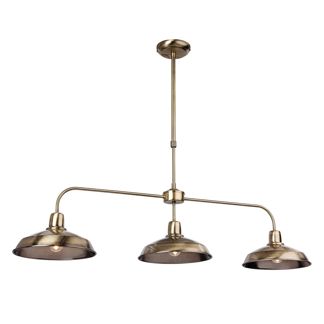 Lampadario Barron a 3 Luci, Ottone Antico