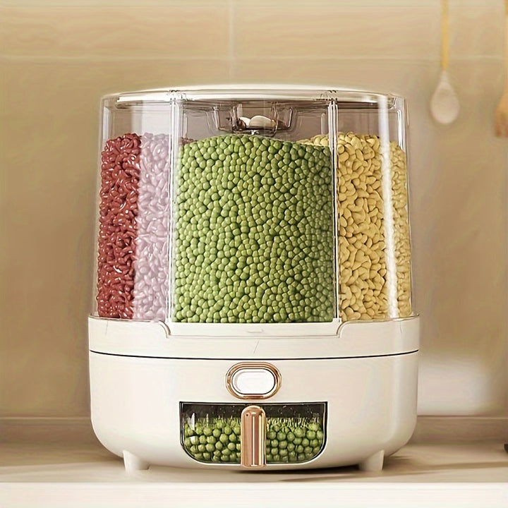 Contenitore per Alimenti Ermetico Rotante | Dispenser per Cereali e Grani a Grande Capacità con Design a 360°