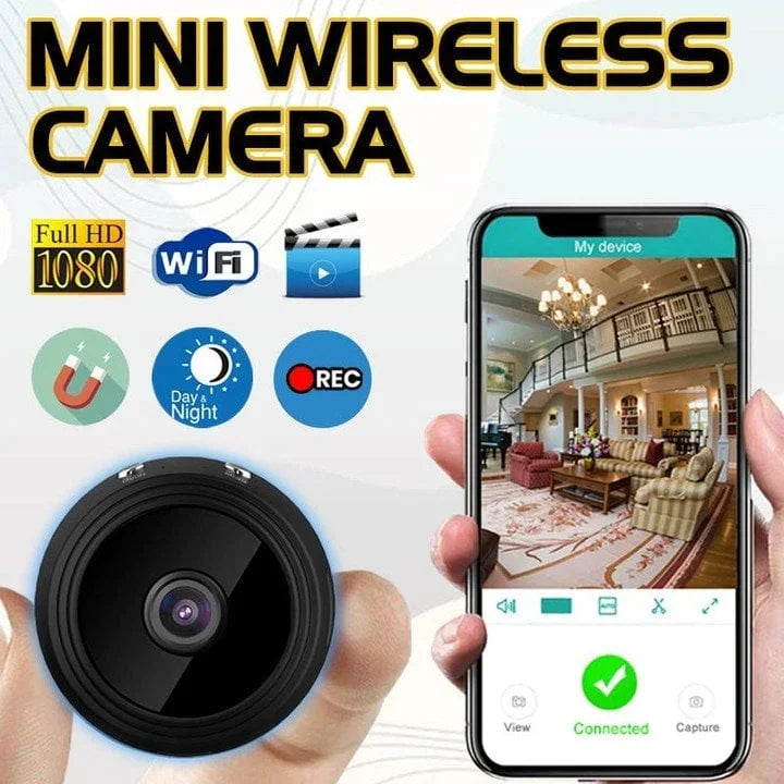 Mini Telecamera Senza Fili | 1080P HD &amp; Rilevamento di Movimento | Telecamera di Sorveglianza Wi-Fi con Audio &amp; Visione Notturna