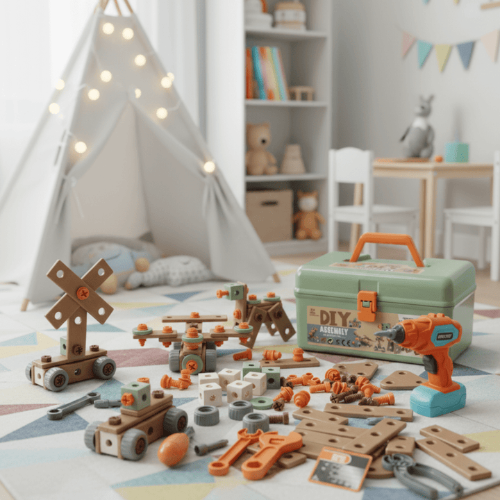 BUILDMASTER – Set di attrezzi da 100 pezzi per bambini creativi dai 3 anni in su