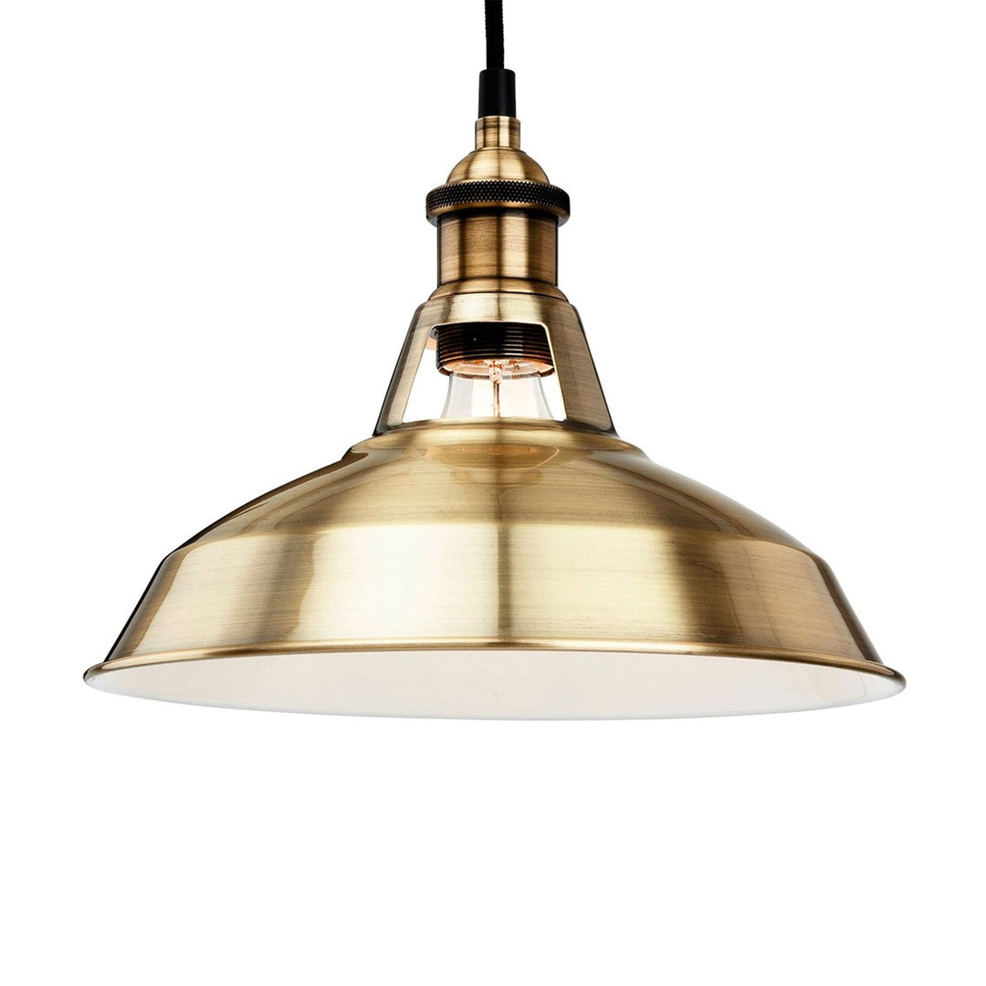 Lampada a sospensione in metallo industriale Bedford, ottone antico