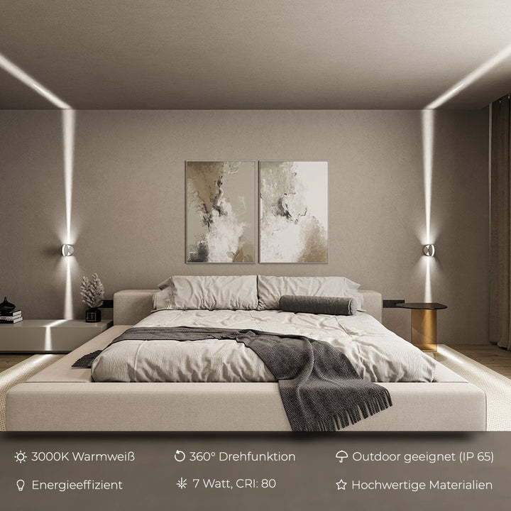 Applique da parete con funzione spot | Elemento luminoso rotante a 360° | Efficiente dal punto di vista energetico