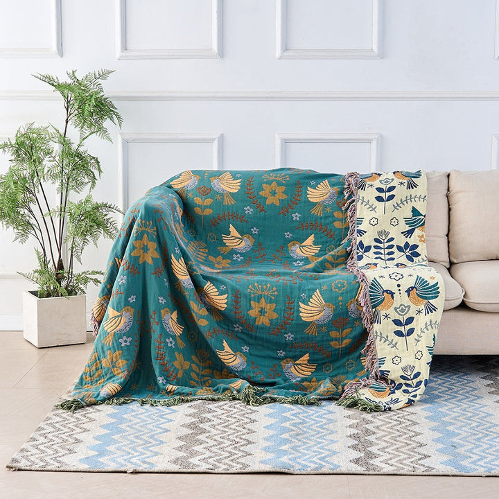 Coperta reversibile in stile scandinavo | Coperta in 100% cotone