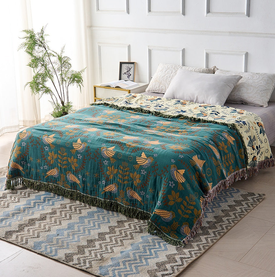 Coperta reversibile in stile scandinavo | Coperta in 100% cotone