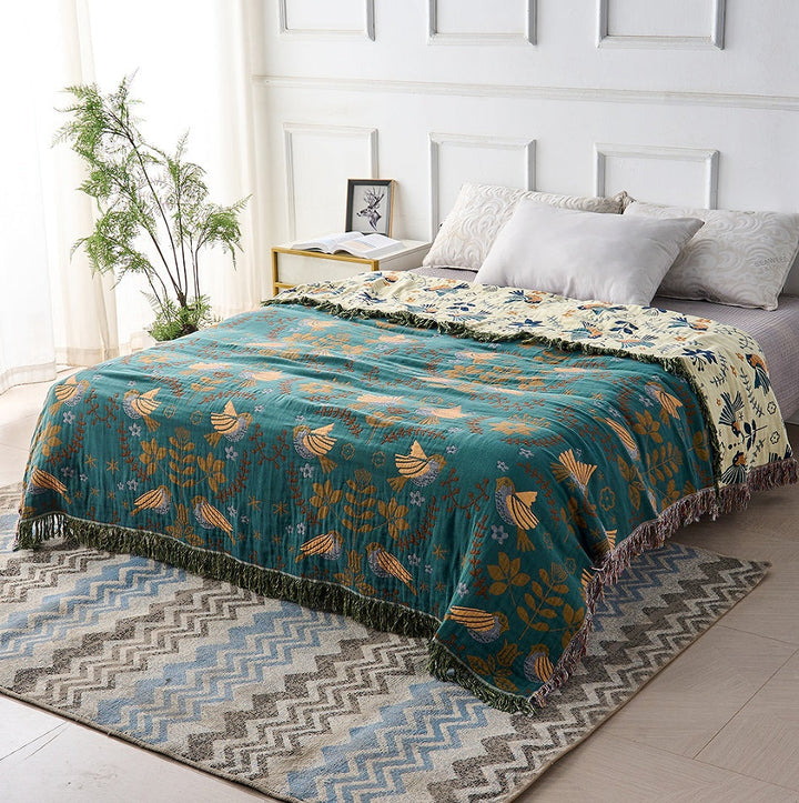 Coperta reversibile in stile scandinavo | Coperta in 100% cotone