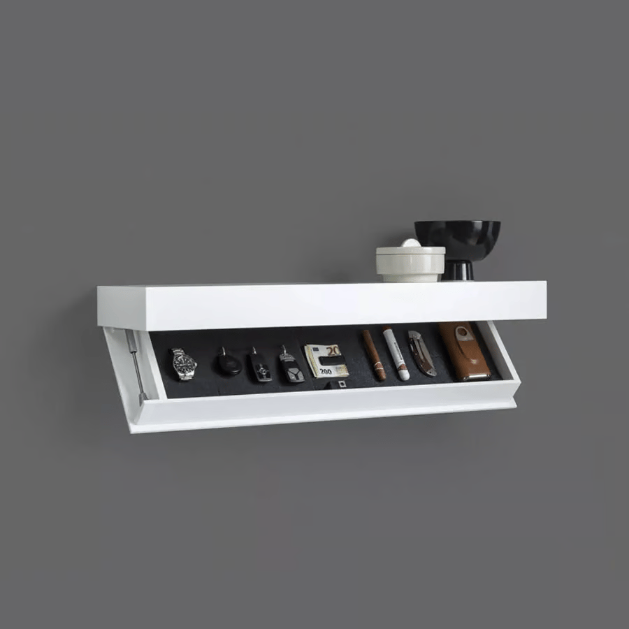 GeheimBrett™ Mensola Murale | Legno Massiccio &amp; Design Sospeso | Comparto Segreto Nascosto | Eleganza Minimalista