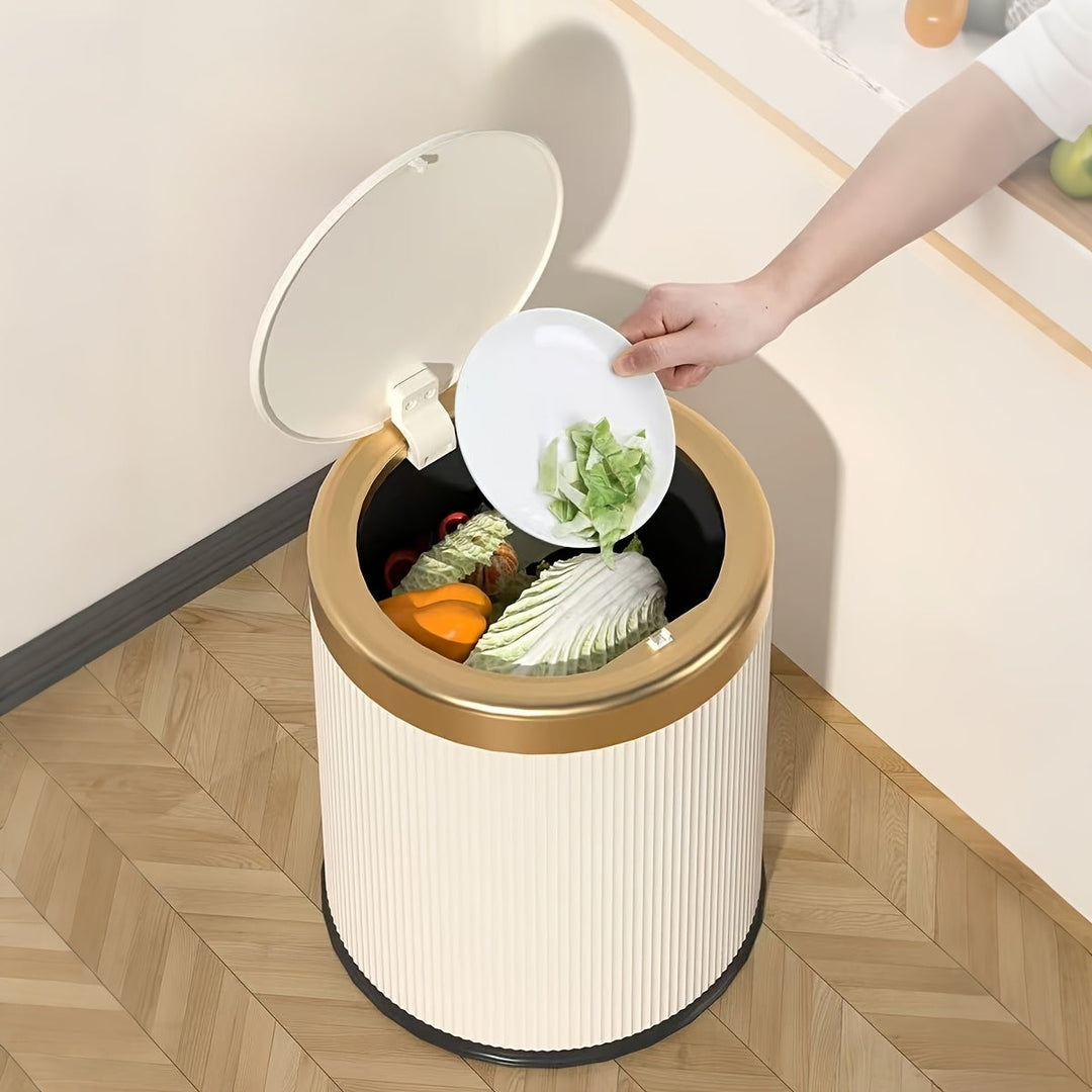 Cestino Ovali di Lusso | Contenitore per Rifiuti con Coperchio a Pressione e Doppio Secchio Interno