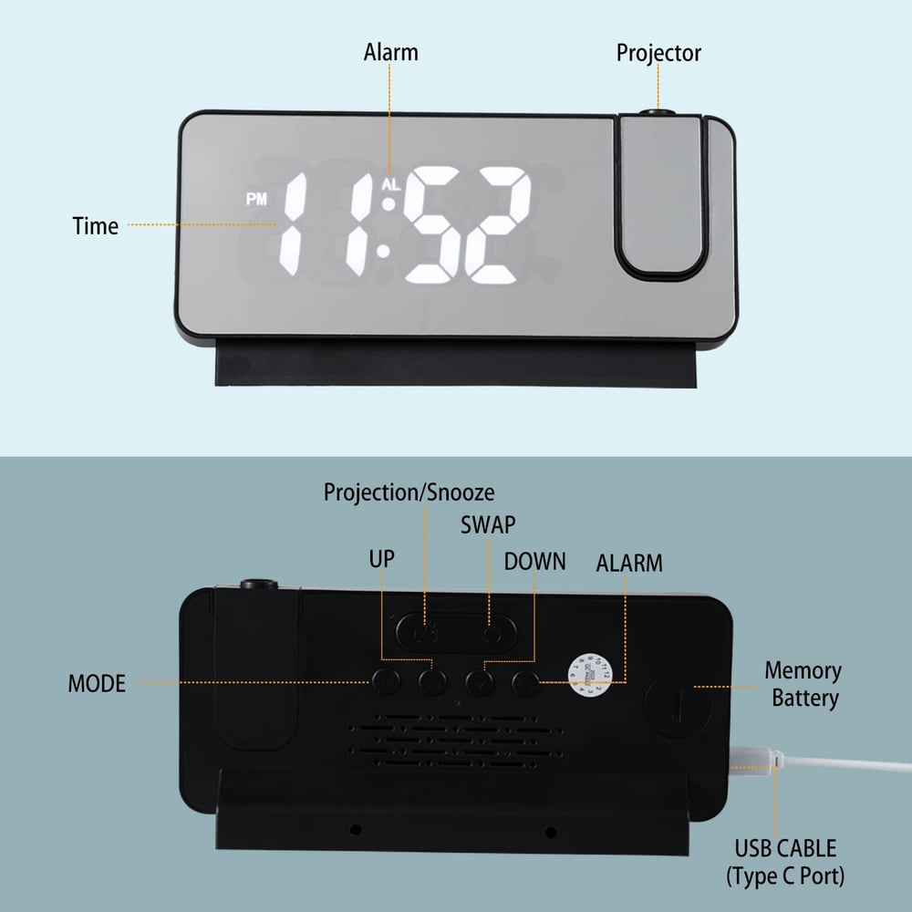 ClockCast™ Proiettore notturno pratico
