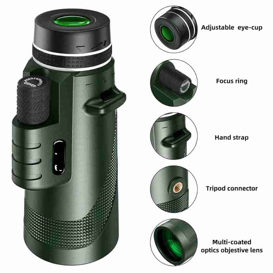 Monocolo Compatto Ultra-Zoom | Lente HD, Leggero e Perfetto per Escursionismo, Osservazione degli Uccelli e Eventi Sportivi