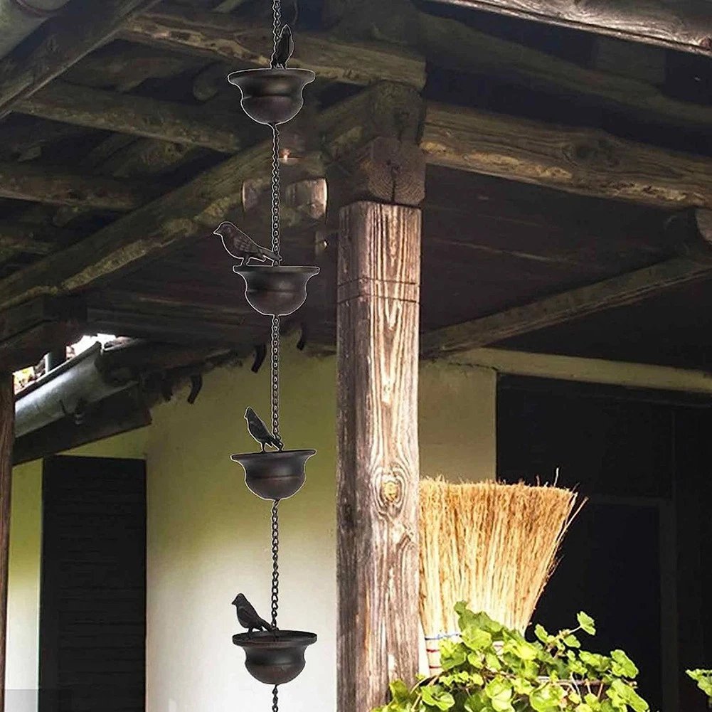 RainHaven™ – Chaîne de pluie décorative pour oiseaux