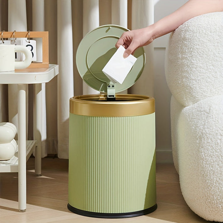 Cestino Ovali di Lusso | Contenitore per Rifiuti con Coperchio a Pressione e Doppio Secchio Interno