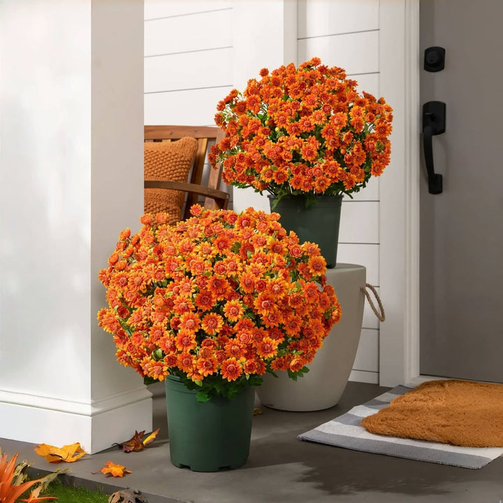 Crisantemi artificiali | Resistenti ai raggi UV | Decorazione autunnale per esterni | Tessuto in seta misto realistico