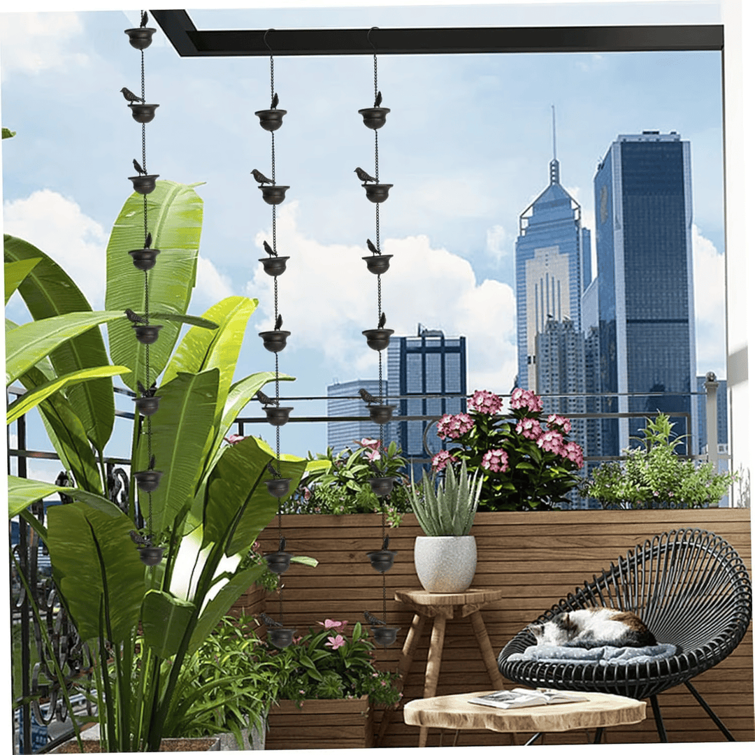 RainHaven™ – Chaîne de pluie décorative pour oiseaux
