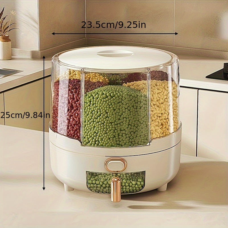 Contenitore per Alimenti Ermetico Rotante | Dispenser per Cereali e Grani a Grande Capacità con Design a 360°