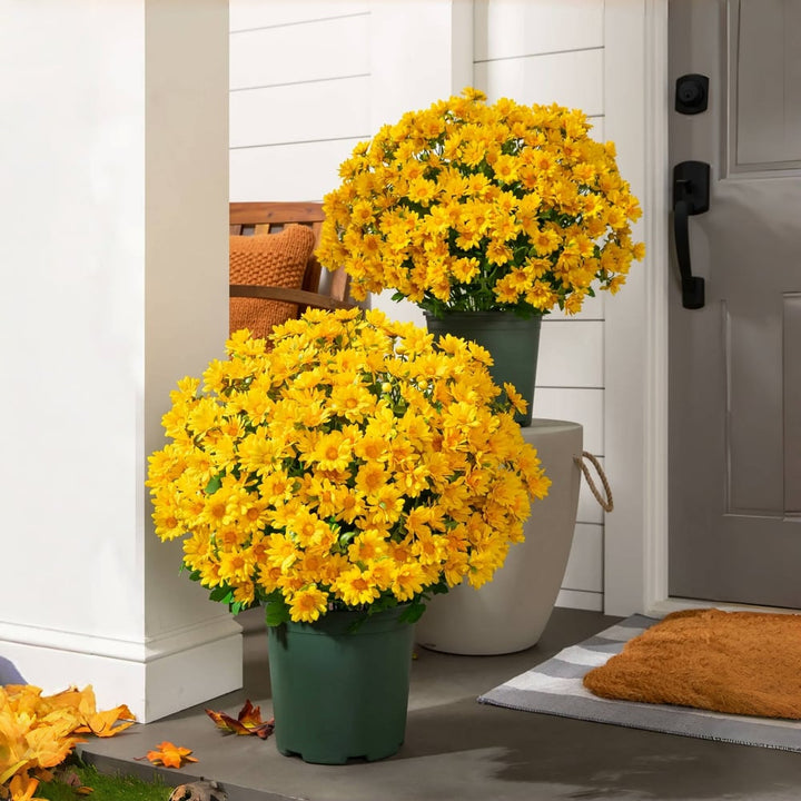 Crisantemi artificiali | Resistenti ai raggi UV | Decorazione autunnale per esterni | Tessuto in seta misto realistico