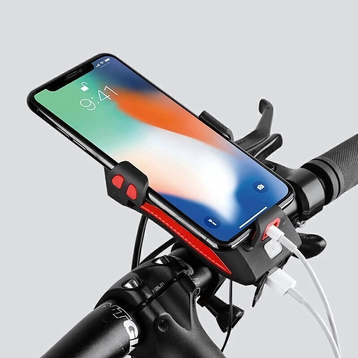 Luce per bicicletta con supporto per telefono e powerbank | Illuminazione per bicicletta anteriore | PowerRide
