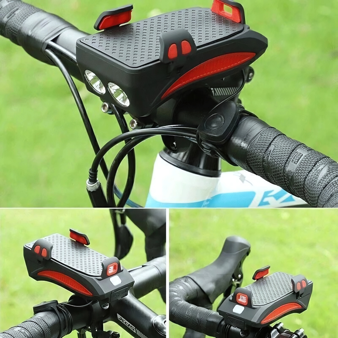 Luce per bicicletta con supporto per telefono e powerbank | Illuminazione per bicicletta anteriore | PowerRide