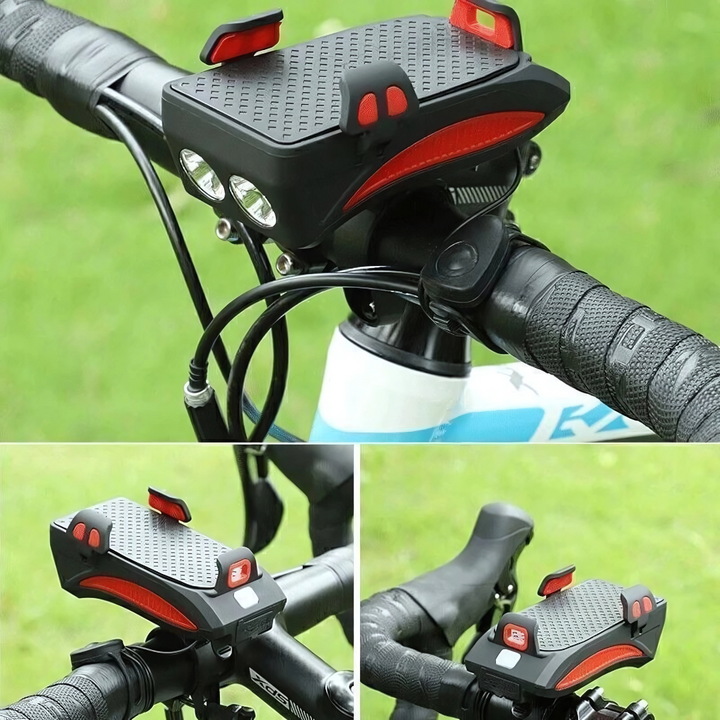 Luce per bicicletta con supporto per telefono e powerbank | Illuminazione per bicicletta anteriore | PowerRide