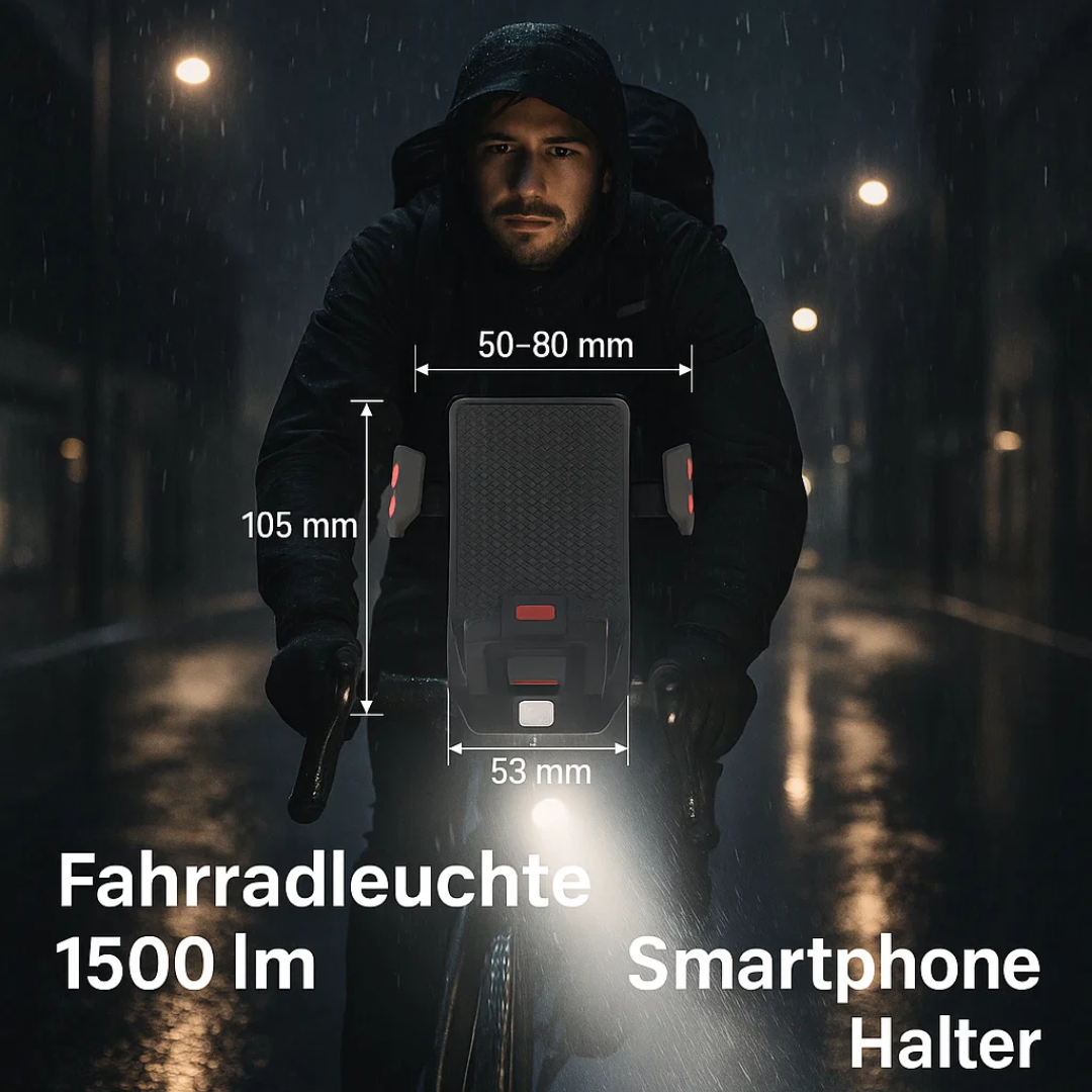 Luce per bicicletta con supporto per telefono e powerbank | Illuminazione per bicicletta anteriore | PowerRide