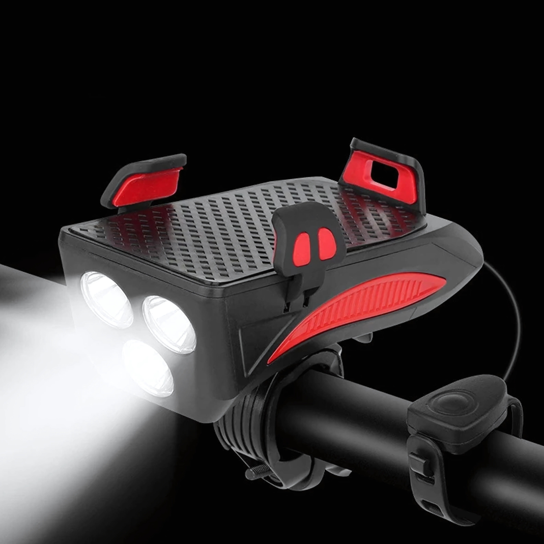 Luce per bicicletta con supporto per telefono e powerbank | Illuminazione per bicicletta anteriore | PowerRide