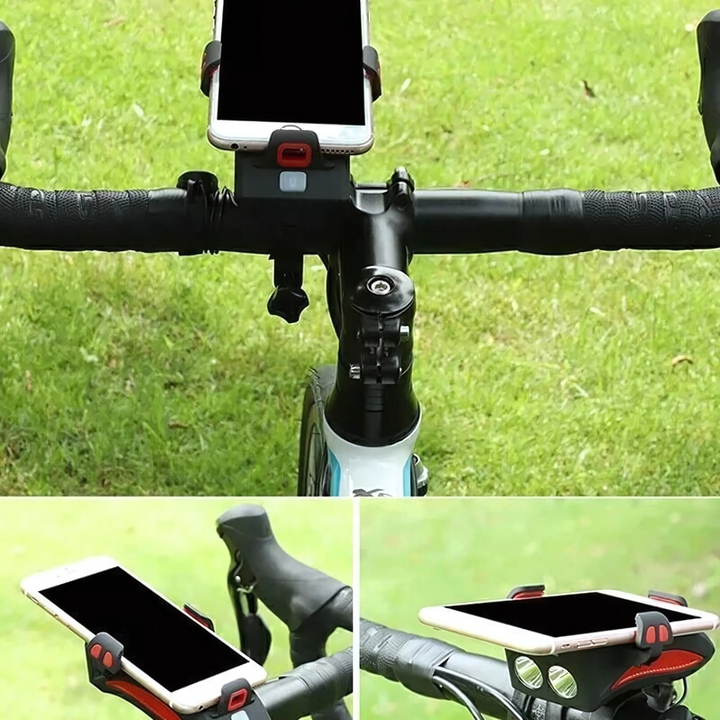 Luce per bicicletta con supporto per telefono e powerbank | Illuminazione per bicicletta anteriore | PowerRide