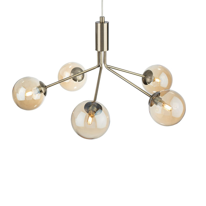 Lampada a sospensione Heron 5, Ottone Antico