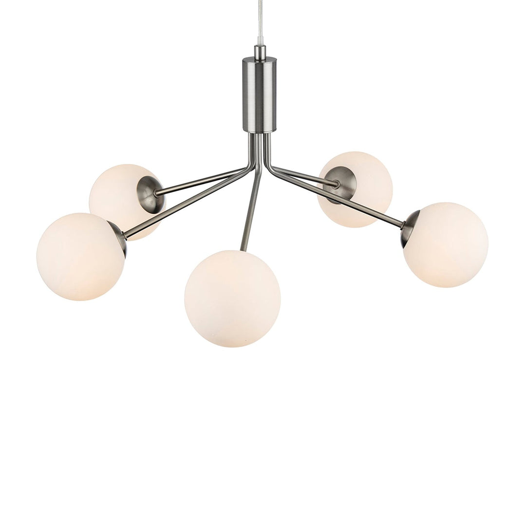 Lampadario Heron 5, Acciaio Spazzolato