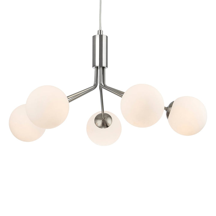 Lampadario Heron 5, Acciaio Spazzolato