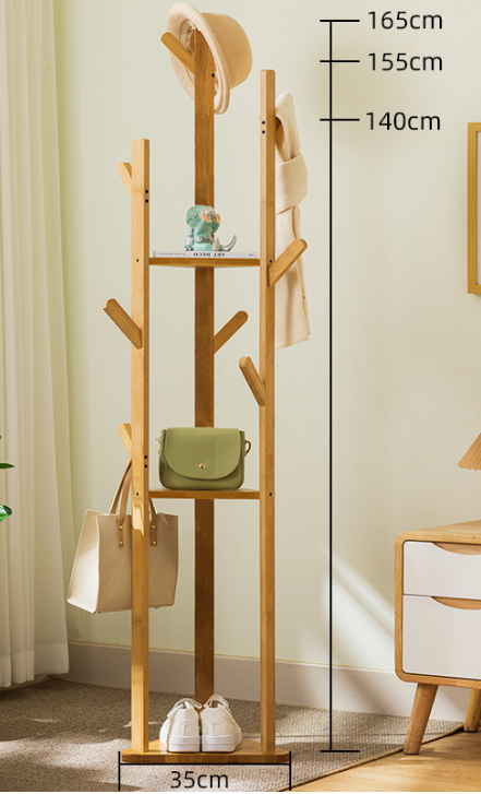 HolzGleichgewicht: Appendiabiti freestanding – elegante struttura in bambù con funzione girevole, compatta e decorativa per corridoio e soggiorno