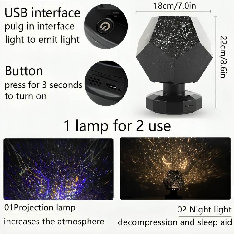 Proiettore LED Cielo Stellato | Controllo Musicale Bluetooth | 3 Colori &amp; Telecomando
