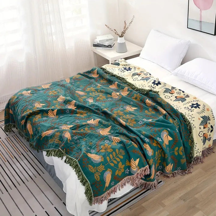 Coperta reversibile in stile scandinavo | Coperta in 100% cotone