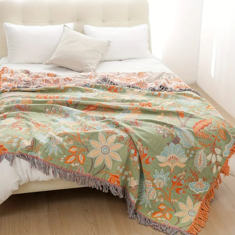 Coperta Boho Floreale Rustica