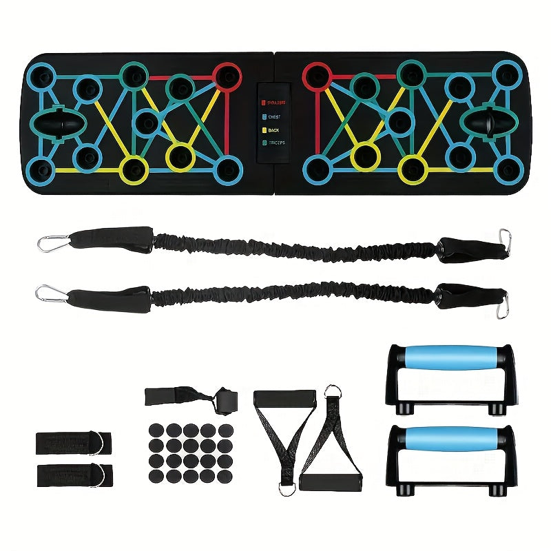 Set di allenamento di forza per casa con maniglie per flessioni | Pannello per flessioni con bande di resistenza | KraftBoard