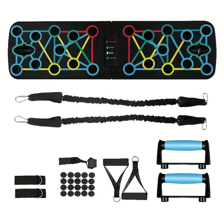 Set di allenamento di forza per casa con maniglie per flessioni | Pannello per flessioni con bande di resistenza | KraftBoard