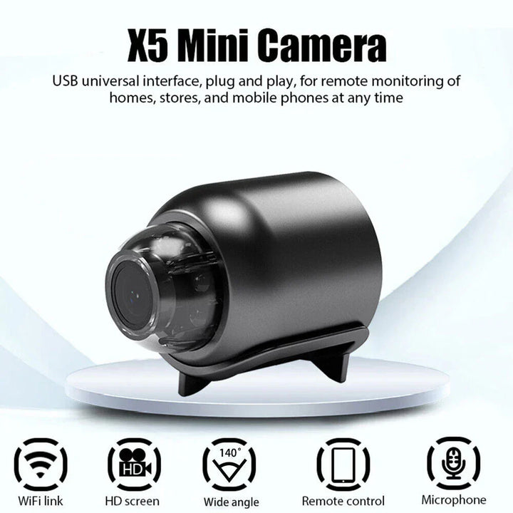 Mini Telecamera WiFi 1080P Visione Notturna Notifiche di Movimento Controllo Remoto Installazione App Semplice Sicurezza Domestica 2025
