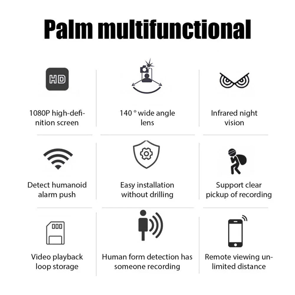 Mini Telecamera WiFi 1080P Visione Notturna Notifiche di Movimento Controllo Remoto Installazione App Semplice Sicurezza Domestica 2025