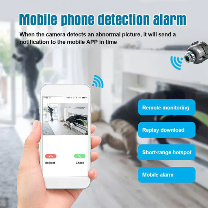 Mini Telecamera WiFi 1080P Visione Notturna Notifiche di Movimento Controllo Remoto Installazione App Semplice Sicurezza Domestica 2025
