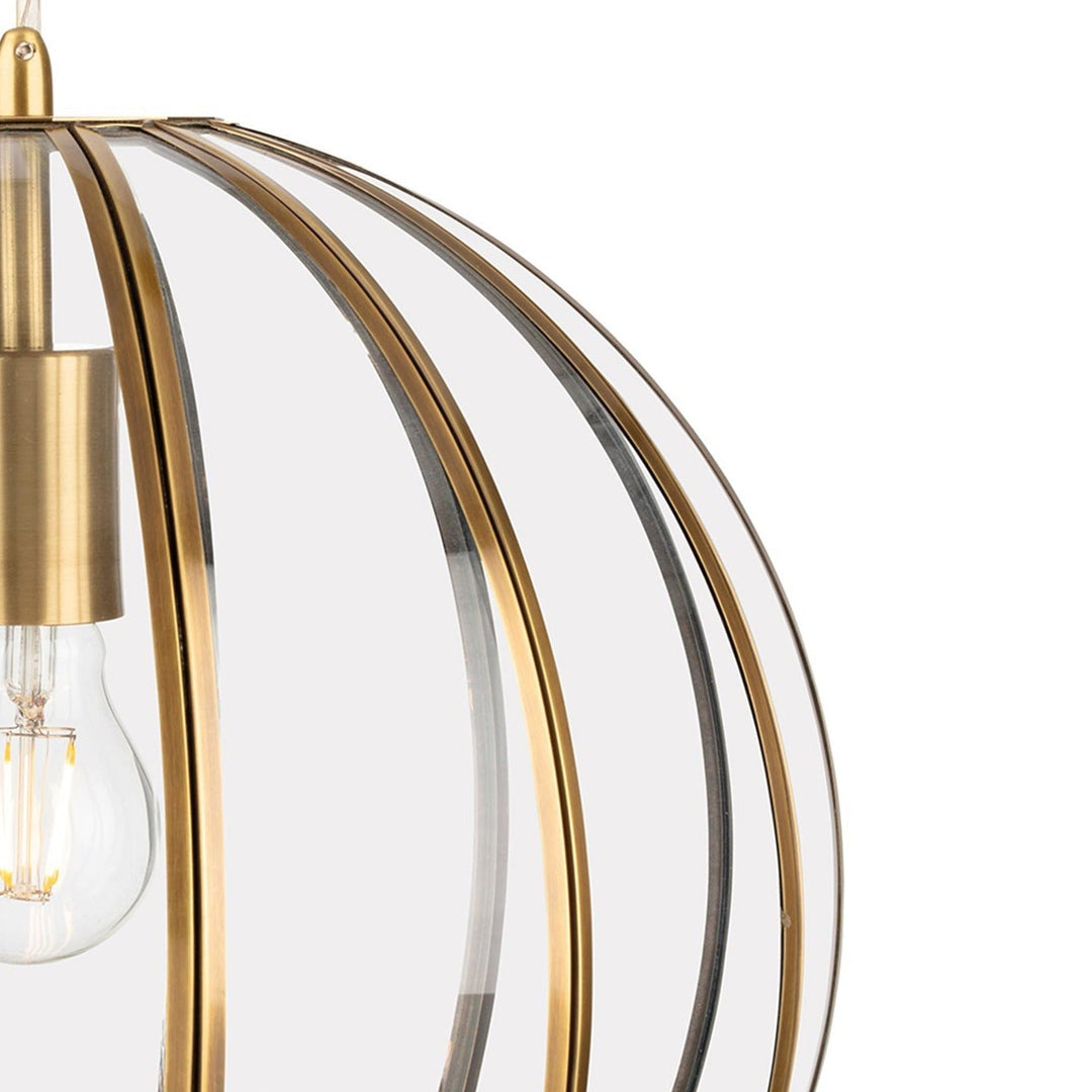 Lampada a sospensione Muse Globe, trasparente/ottone antico