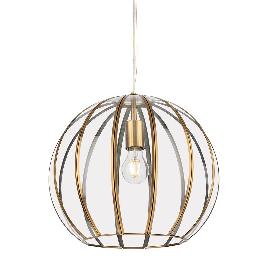 Lampada a sospensione Muse Globe, trasparente/ottone antico
