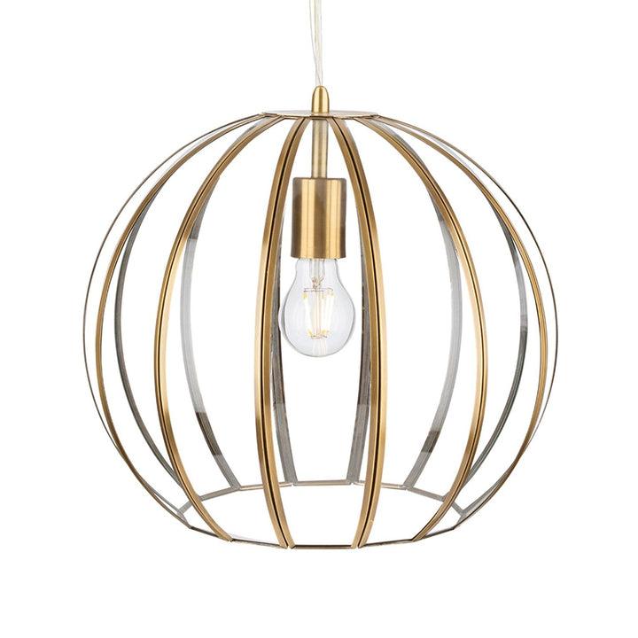 Lampada a sospensione Muse Globe, trasparente/ottone antico