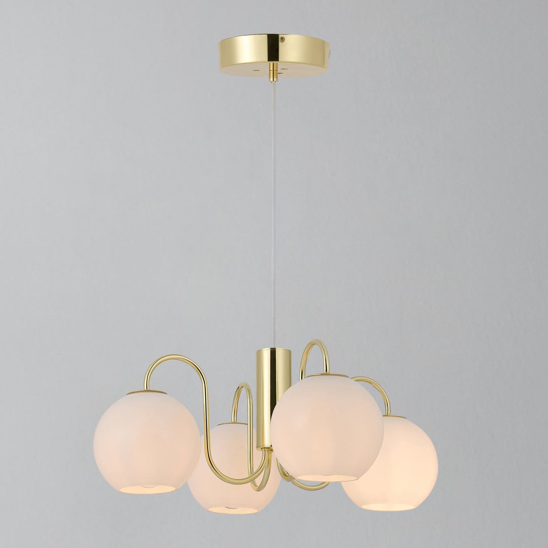 Franca Lampadario a 4 Luci, Ottone/Opale