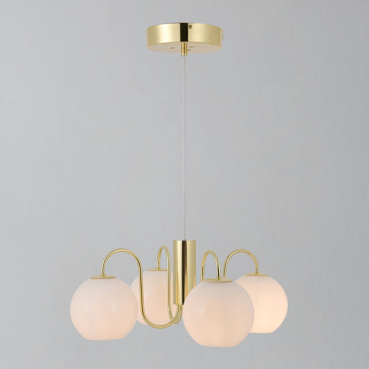 Franca Lampadario a 4 Luci, Ottone/Opale