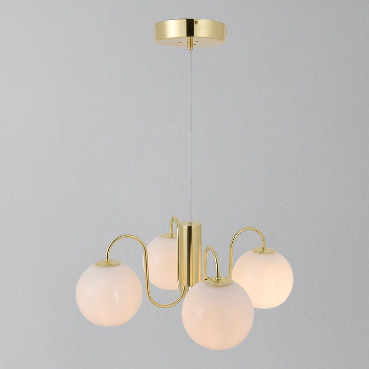 Franca Lampadario a 4 Luci, Ottone/Opale