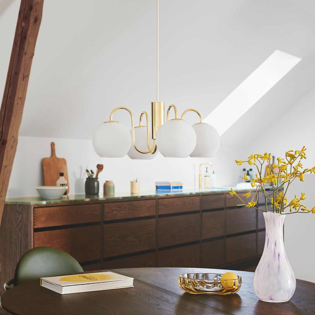 Franca Lampadario a 4 Luci, Ottone/Opale