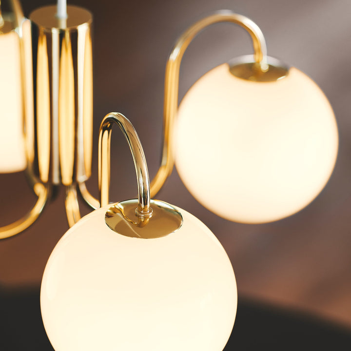 Franca Lampadario a 4 Luci, Ottone/Opale